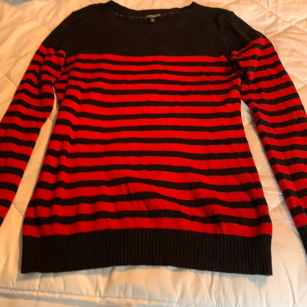 Express red black stripped sweater